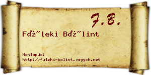 Füleki Bálint névjegykártya
